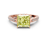 Rose gold Fancy Yellow Princess  Cut Cathedral Pave Diamond Engagement Ring with Six-Prong Setting_36