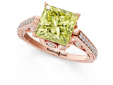 Rose gold Fancy Yellow Princess  Cut Cathedral Pave Diamond Engagement Ring with Six-Prong Setting_37