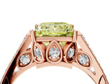 Rose gold Fancy Yellow Princess  Cut Cathedral Pave Diamond Engagement Ring with Six-Prong Setting_40