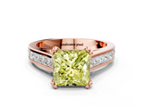 Rose gold Fancy Yellow Princess  Cut Channel Set Solitaire Engagement Ring with Prong Setting