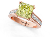 Rose gold Fancy Yellow Princess  Cut Channel Set Solitaire Engagement Ring with Prong Setting_1