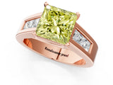 Rose gold Fancy Yellow Princess Cut Cut Channel Set Solitaire Ring with Four-Prong Setting_1