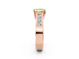 Rose gold Fancy Yellow Princess Cut Cut Channel Set Solitaire Ring with Four-Prong Setting_2