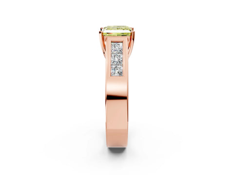 Rose gold Fancy Yellow Princess Cut Cut Channel Set Solitaire Ring with Four-Prong Setting_2