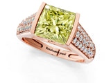 Rose gold Fancy Yellow Princess Cut Cut Diamond Channel Set Pave Band with Tension Prong Setting_1