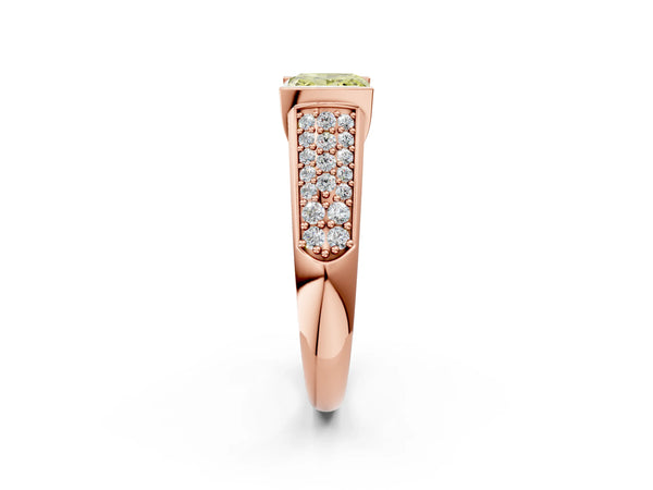 Rose gold Fancy Yellow Princess Cut Diamond Channel Set Pave Band with Tension Prong Setting