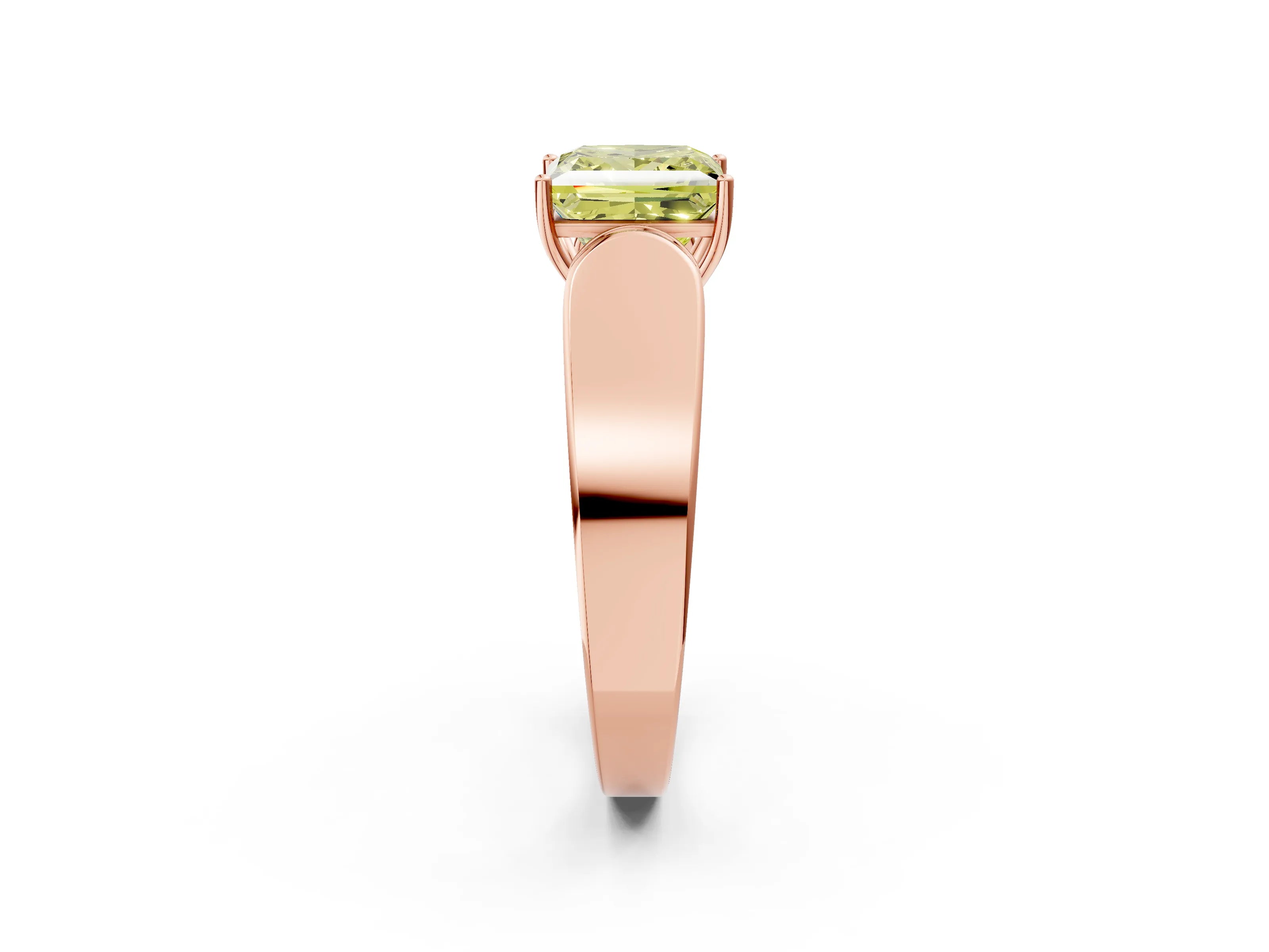 Rose gold Fancy Yellow Princess Cut Cut Diamond Channel Set Solitaire Ring with Four-Prong Setting_2