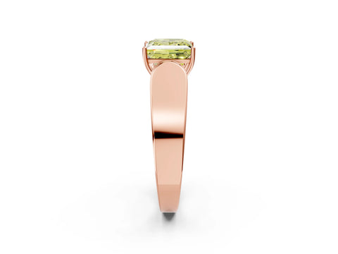 Rose gold Fancy Yellow Princess Cut Cut Diamond Channel Set Solitaire Ring with Four-Prong Setting_2
