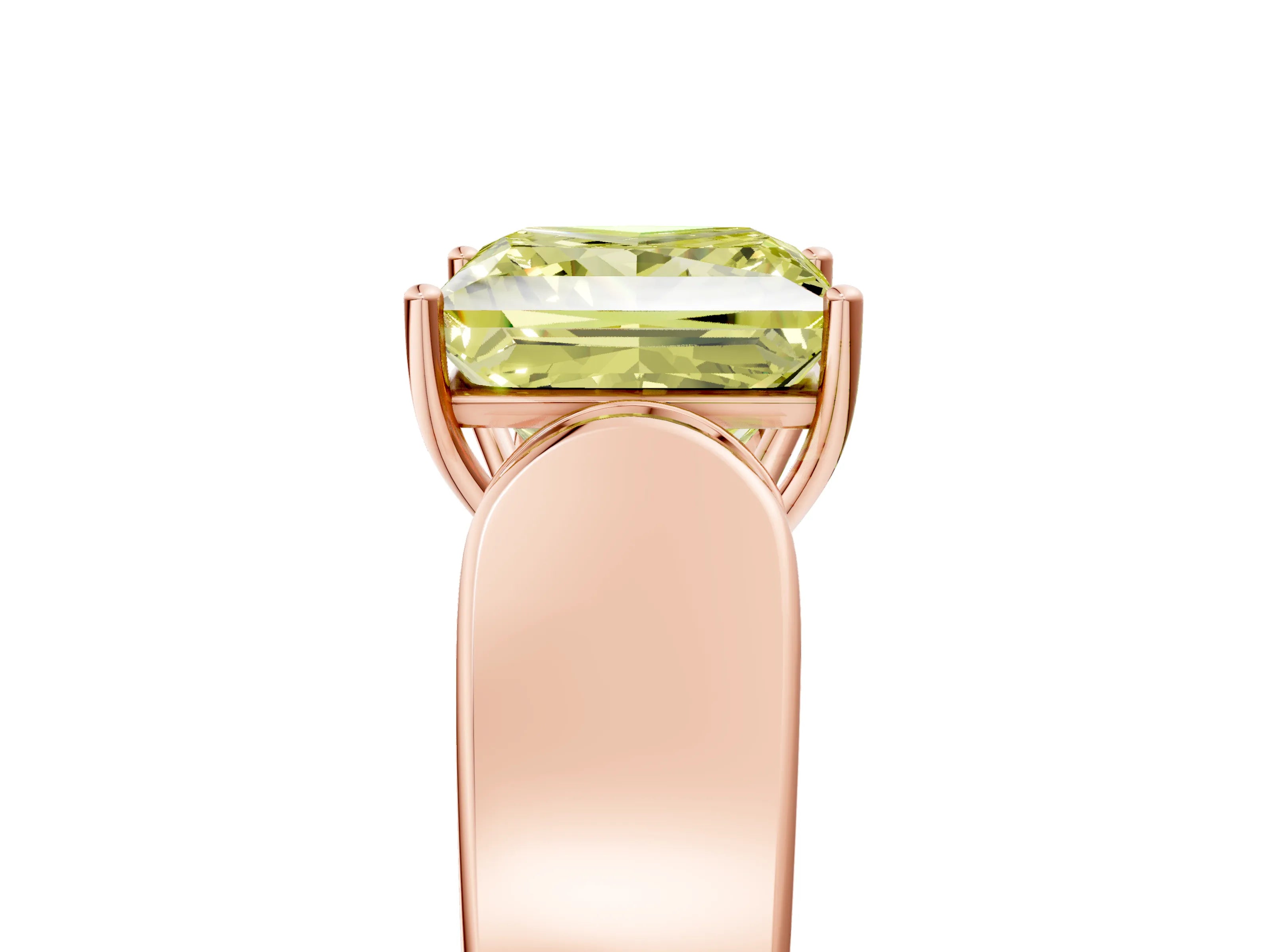 Rose gold Fancy Yellow Princess Cut Cut Diamond Channel Set Solitaire Ring with Four-Prong Setting_5