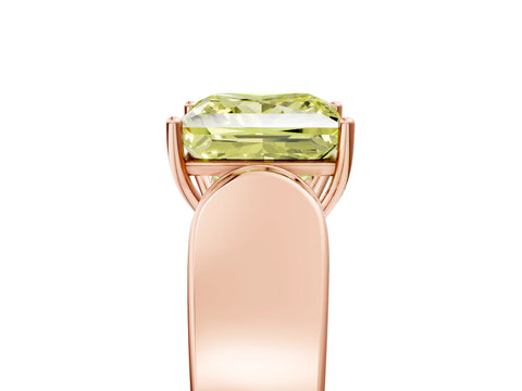 Rose gold Fancy Yellow Princess Cut Cut Diamond Channel Set Solitaire Ring with Four-Prong Setting_5