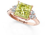 Rose gold Fancy Yellow Princess Cut Cut Diamond Cluster Ring with Solitaire Band and Four-Prong Setting_13