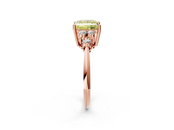 Rose Gold Princess Cut Cluster Accent Engagement Ring Setting for Fancy Yellow Center