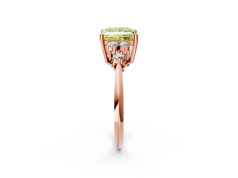Rose gold Fancy Yellow Princess Cut Cut Diamond Cluster Ring with Solitaire Band and Four-Prong Setting_14