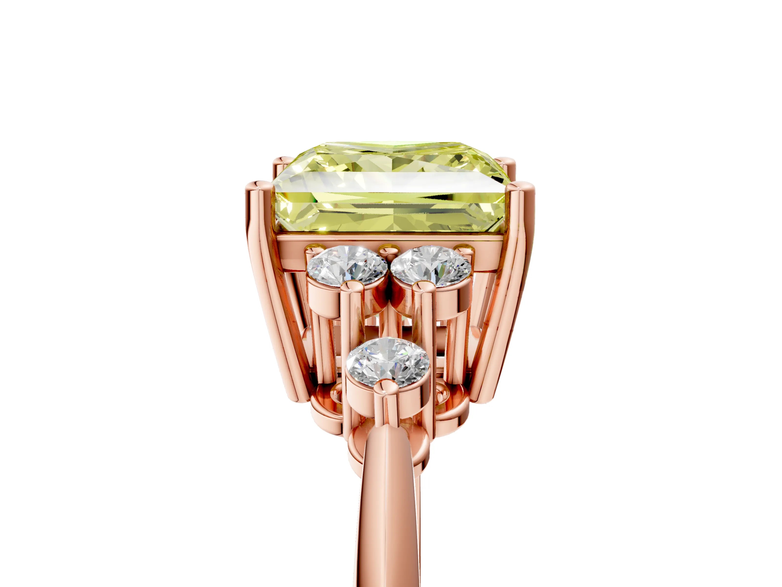 Rose gold Fancy Yellow Princess Cut Cut Diamond Cluster Ring with Solitaire Band and Four-Prong Setting_17