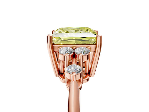 Rose gold Fancy Yellow Princess Cut Cut Diamond Cluster Ring with Solitaire Band and Four-Prong Setting_17