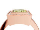 Rose gold Fancy Yellow Princess Cut-Cut Diamond Halo Engagement Ring with Pave Band and Prong Setting_4