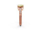 Rose gold Fancy Yellow Princess Cut Cut Diamond Milgrain Pave Band Four-Prong Setting Ring_5