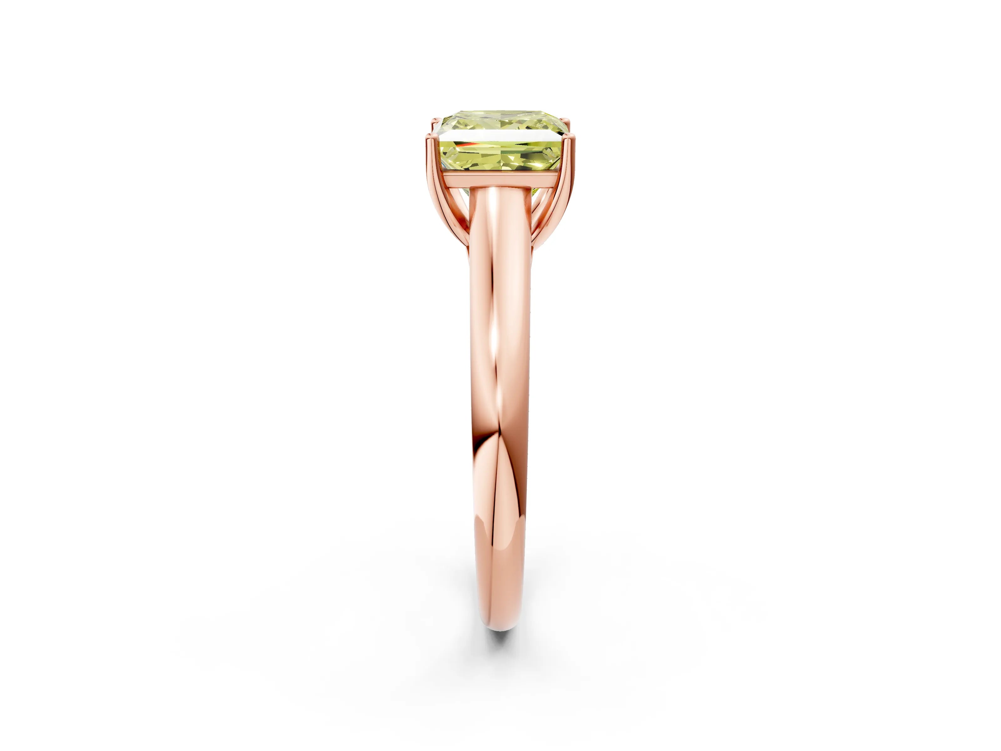 Rose gold Fancy Yellow Princess Cut Cut Diamond Solitaire Engagement Ring with Tapered Plain Band and Four-Prong Setting_2