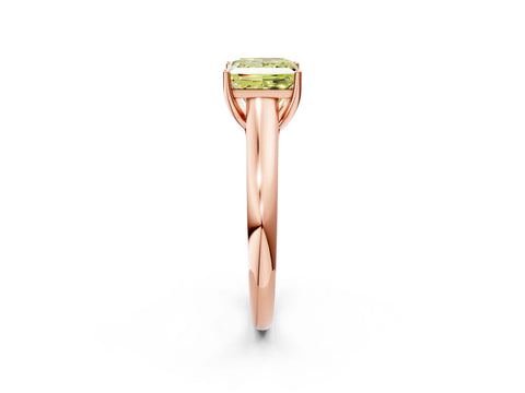 Rose gold Fancy Yellow Princess Cut Cut Diamond Solitaire Engagement Ring with Tapered Plain Band and Four-Prong Setting_2