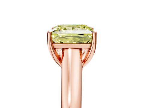 Rose gold Fancy Yellow Princess Cut Cut Diamond Solitaire Engagement Ring with Tapered Plain Band and Four-Prong Setting_5