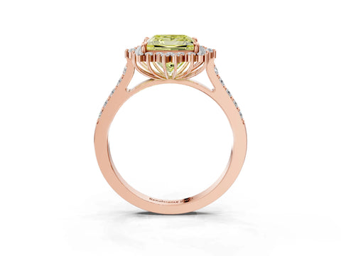 Rose gold Fancy Yellow Princess Cut Cut Diamond Sunburst Halo Engagement Ring with Pavé Band_3