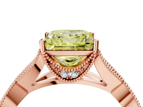 Rose gold Fancy Yellow Princess Cut Cut Diamond Twisted Band with Milgrain Pave Setting and Four-Prong Setting_4