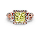 Rose gold Fancy Yellow Princess Cut Cut Halo Diamond Infinity Band with Four-Prong Setting