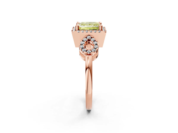 Rose Gold Princess Cut Pave Infinity Halo Engagement Ring Setting for Fancy Yellow Center