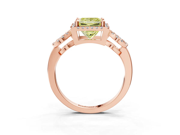 Rose Gold Princess Cut Pave Infinity Halo Engagement Ring Setting for Fancy Yellow Center
