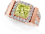 Rose gold Fancy Yellow Princess Cut Cut Halo Split Shank Prong Set Ring_1