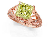 Rose gold Fancy Yellow Princess Cut Cut Milgrain Pave Diamond Engagement Ring with Four-Prong Setting_16