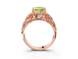 Rose gold Fancy Yellow Princess Cut Cut Milgrain Pave Diamond Engagement Ring with Four-Prong Setting_18