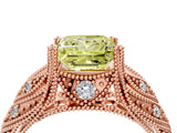 Rose gold Fancy Yellow Princess Cut Cut Milgrain Pave Diamond Engagement Ring with Four-Prong Setting_19