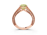 Rose gold Fancy Yellow Princess Cut Cut Pave Band Milgrain Solitaire Ring_3