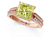 Rose gold Fancy Yellow Princess Cut Cut Pave Split Shank Engagement Ring with Four-Prong Setting_1