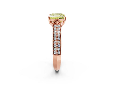 Rose gold Fancy Yellow Princess Cut Cut Pave Split Shank Engagement Ring with Four-Prong Setting_2