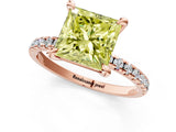 Rose gold Fancy Yellow Princess Cut Diamond Brilliant Solitaire Ring with Pavé Band and Four-Prong Setting_13