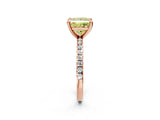 Rose gold Fancy Yellow Princess Cut Diamond Brilliant Solitaire Ring with Pavé Band and Four-Prong Setting_14