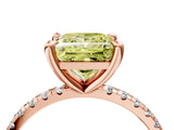 Rose gold Fancy Yellow Princess Cut Diamond Brilliant Solitaire Ring with Pavé Band and Four-Prong Setting_16