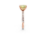 Rose gold Fancy Yellow Princess Cut Diamond Brilliant Solitaire Ring with Pavé Band and Four-Prong Setting_2