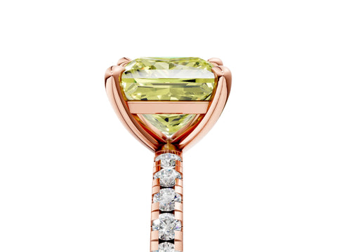Rose gold Fancy Yellow Princess Cut Diamond Brilliant Solitaire Ring with Pavé Band and Four-Prong Setting_5