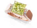 Rose gold Fancy Yellow Princess Cut Diamond Channel Set Solitaire Ring with Four-Prong Setting_13