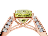 Rose gold Fancy Yellow Princess Cut Diamond Channel Set Solitaire Ring with Four-Prong Setting_16