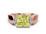 Rose gold Fancy Yellow Princess Cut Diamond Channel Set Solitaire Ring with Four-Prong Setting_24