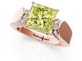 Rose gold Fancy Yellow Princess Cut Diamond Channel Set Solitaire Ring with Four-Prong Setting_25