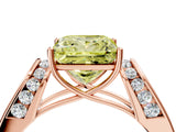 Rose gold Fancy Yellow Princess Cut Diamond Channel Set Solitaire Ring with Four-Prong Setting_28