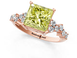 Rose gold Fancy Yellow Princess Cut Diamond Cluster Pavé Band with Four-Prong Setting_4