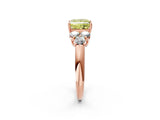 Rose gold Fancy Yellow Princess  Cut Diamond Cluster Ring with Round Accent Stones and Prong Setting on a Classic Band_31
