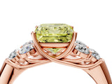 Rose gold Fancy Yellow Princess  Cut Diamond Cluster Ring with Round Accent Stones and Prong Setting on a Classic Band_33