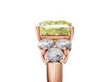 Rose gold Fancy Yellow Princess  Cut Diamond Cluster Ring with Round Accent Stones and Prong Setting on a Classic Band_34